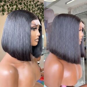 Sleek Black Bob Wig 10in